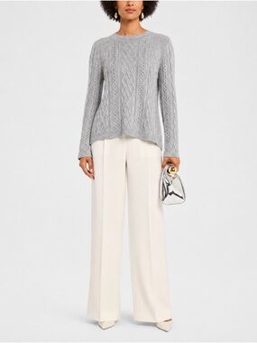 Neiman Marcus 100% Cashmere Collection S Wool Sweater Gray Fall Luxury Coastal